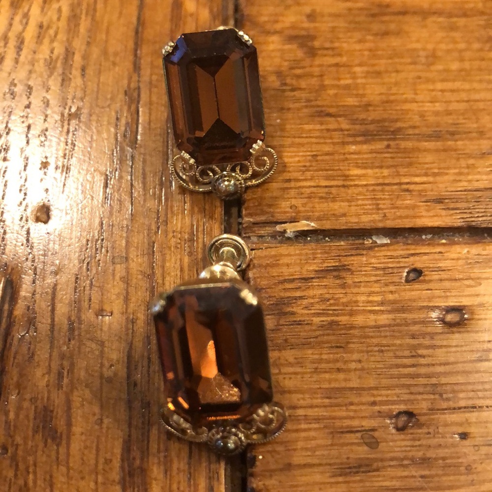 Vintage Amber Rectangular Earrings - image 1